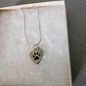 NIB Heart 🐾 Pawprint with 🌟 Star and Moon Stainless Steel Necklace